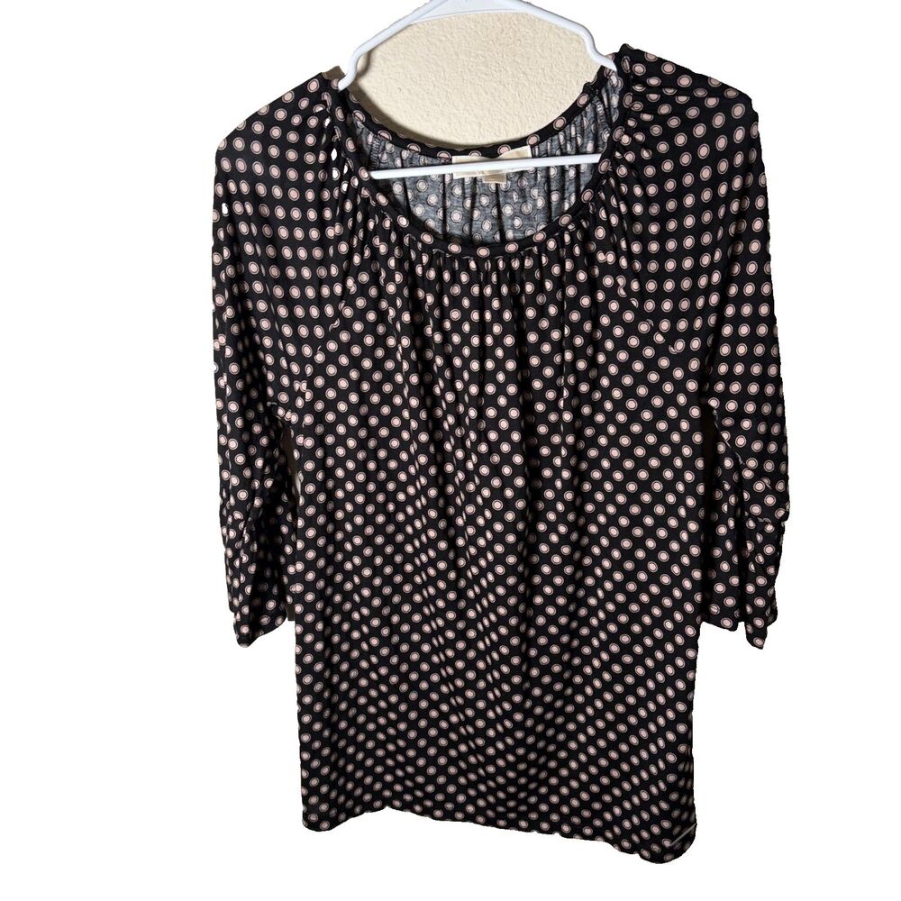 Michael Kors Blouse Women's Small Round Neck Printed 3/4 Sleeve Casual Shirt Top